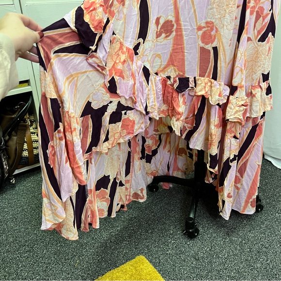 Free People Bring Back The Summer Ruffle Maxi Skirt Pink and Purple Floral - Picture 8 of 13